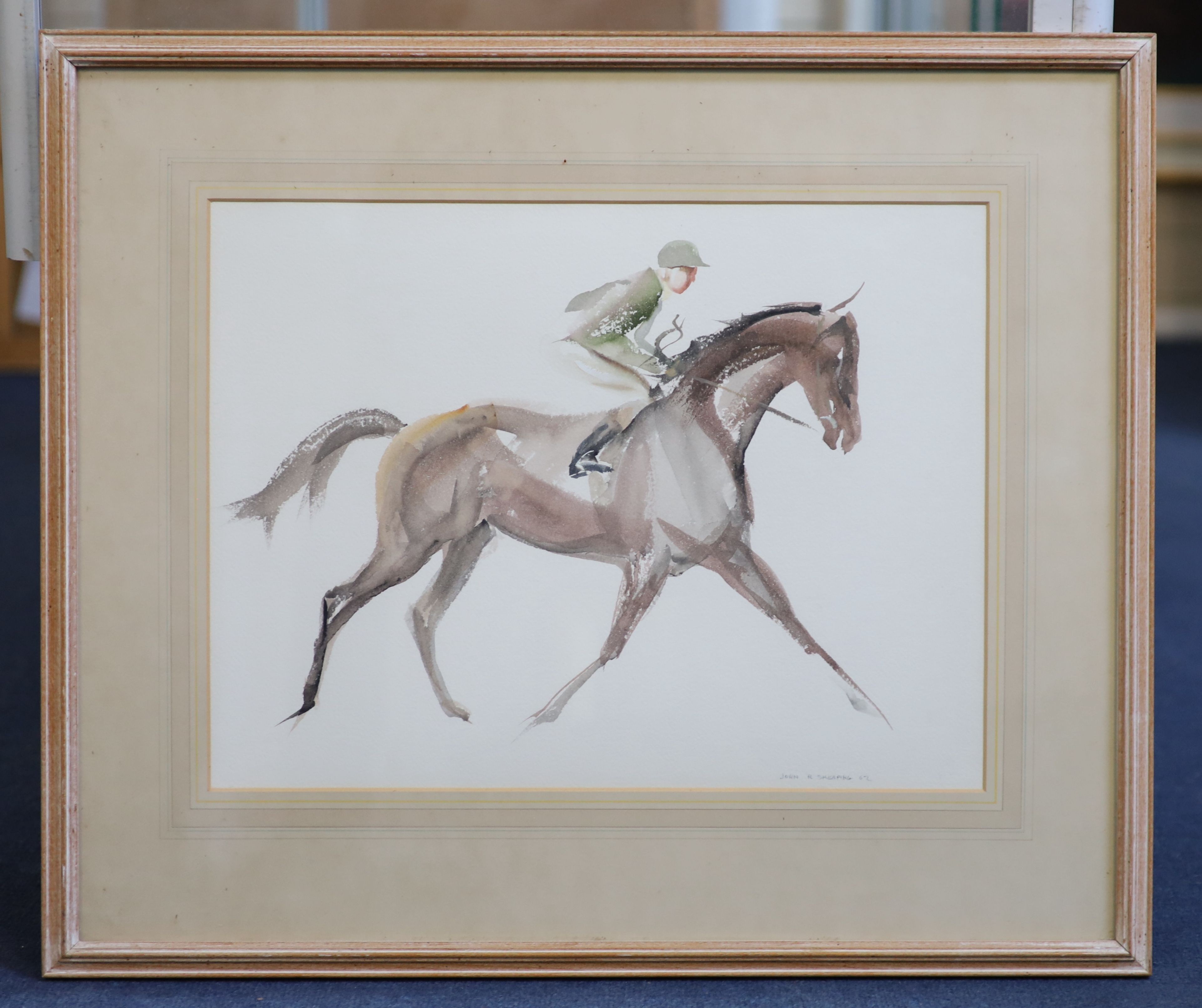 John Rattenbury Skeaping (1901-1980), Horse with jockey up, watercolour, 31 x 41cm